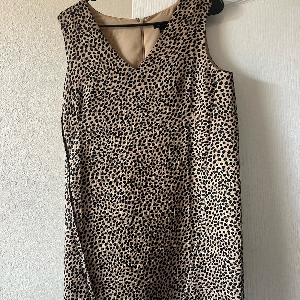 Ann Taylor Black and Tan Animal Print Midi Dress
